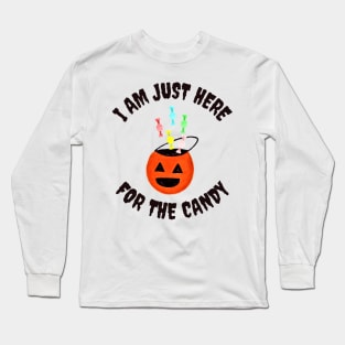 I Am Just Here For the Candy, Funny Halloween, Funny Gift (Pastel Orange) Long Sleeve T-Shirt